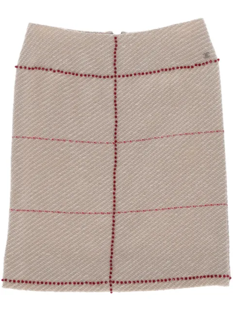 CHANEL Pre-Owned 2000s rhinestone-trim skirt Neutrals CHA1200DT
