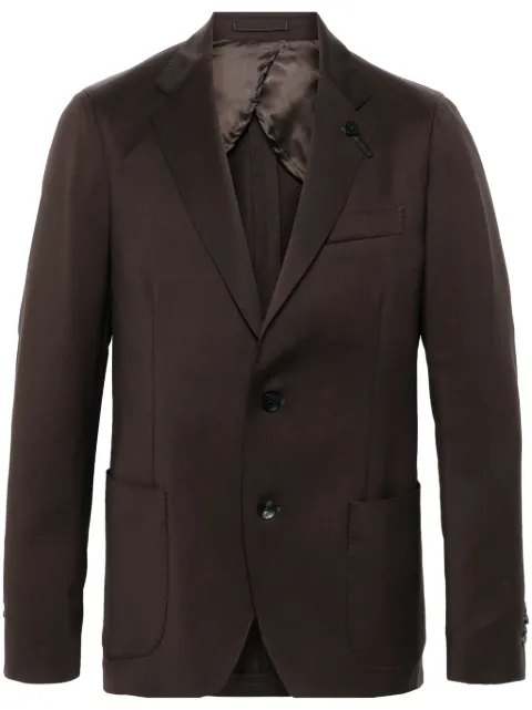 Lardini brooch-logo appliqué blazer Brown IV528AEIVSF63406