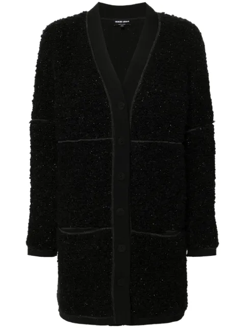 Giorgio Armani long bouclé cardi-coat Black 6DAE60AJZWZ