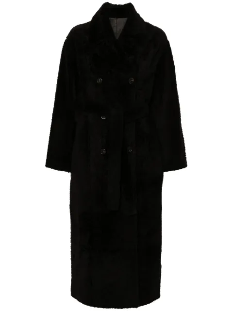 Yves Salomon double-breasted coatq Black 25WYM64230MELA
