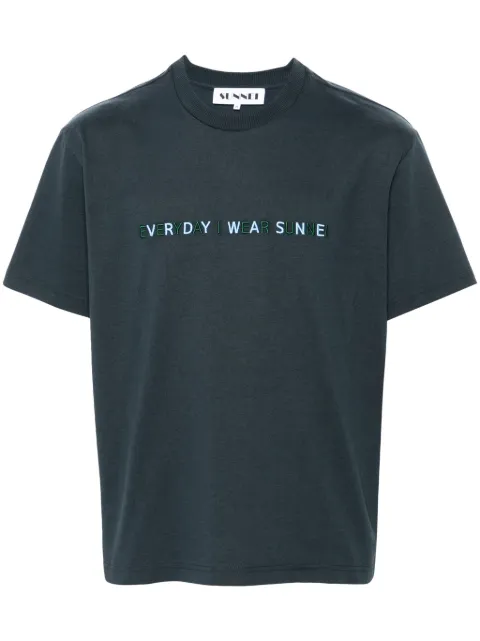 Sunnei logo-embroidered T-shirt Blue RTWXJER007