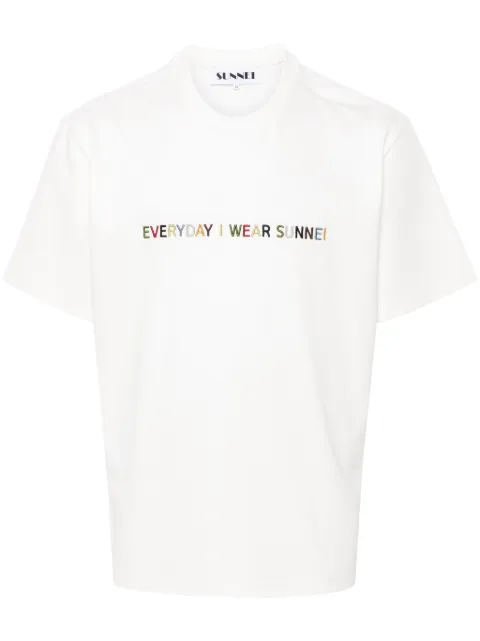 Sunnei logo-embroidered T-shirt Neutrals RTWXJER007