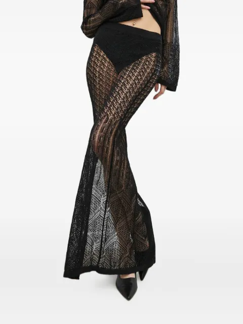 HERSKIND open-work slit maxi skirt Black 5167129