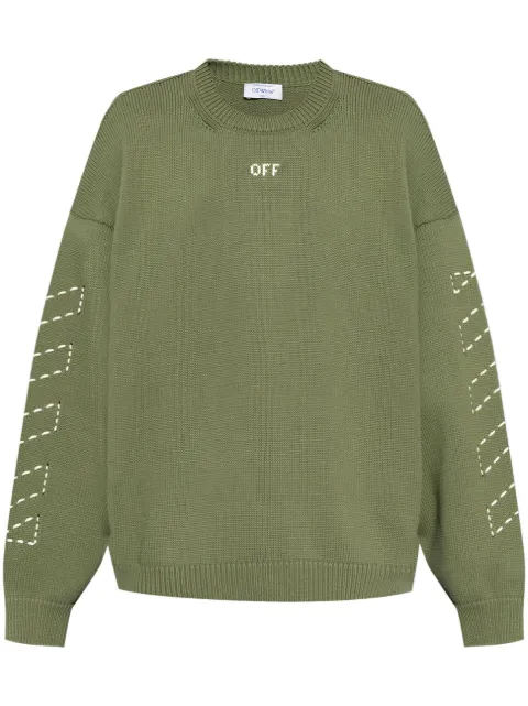 Off-White embroidered-logo knitted jumper Green OMHE191F24KNI0015801