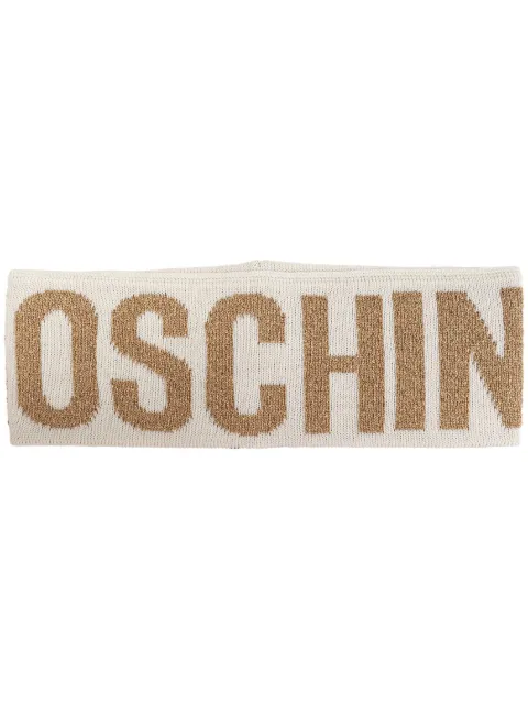 Moschino logo-intarsia knit headband Neutrals 65216M2338