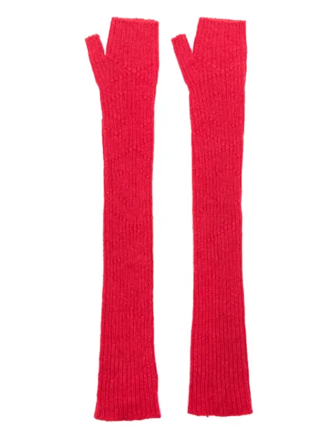 Barrie cashmere fingerless gloves Red C174837