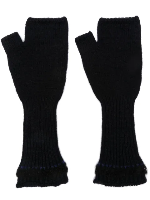 Barrie shearling-trim fingerless gloves Blue C168835