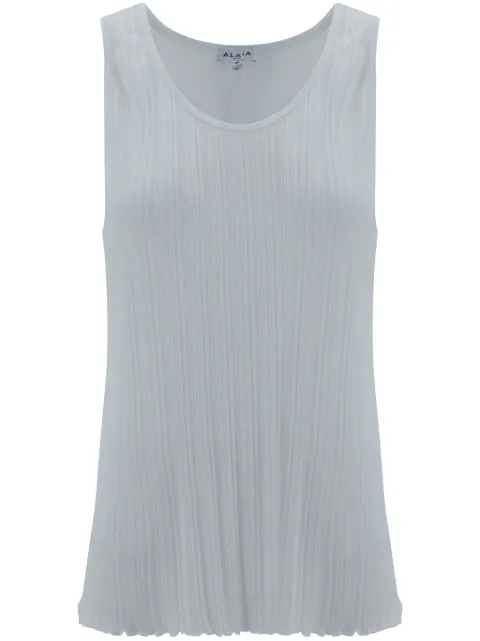 Alaïa scoop-neck pleated tank top White AA9H11126M886