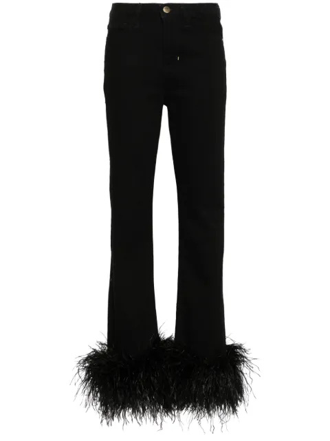 Loulou feather-trim jeans Black 60000A012