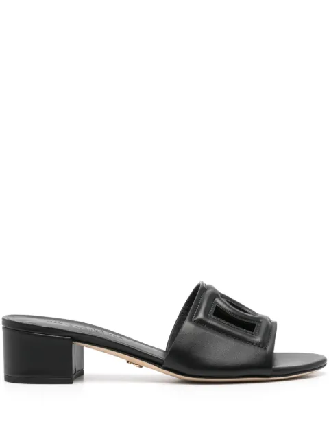 Dolce & Gabbana calfskin slides with DG logo Black CR1755AY329