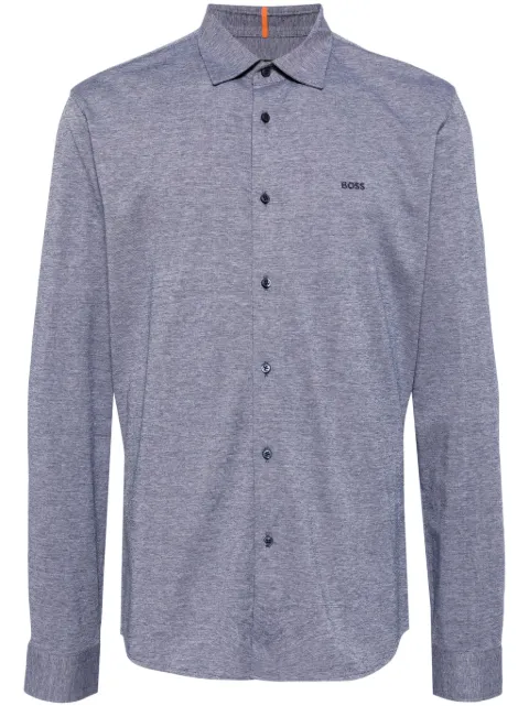 BOSS logo-embroidered shirt Blue 50519748