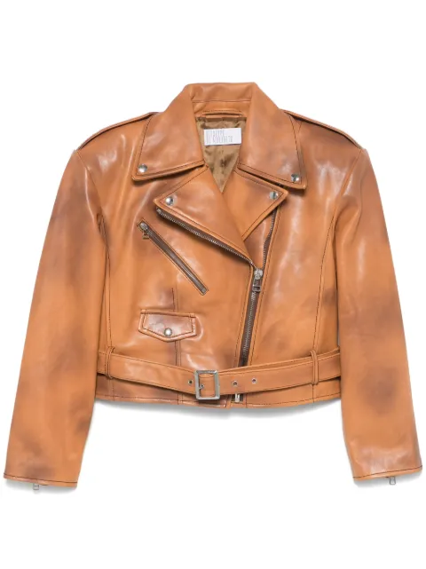 Giuseppe Di Morabito spray-paint effect biker jacket Brown 03PFJA078P03339