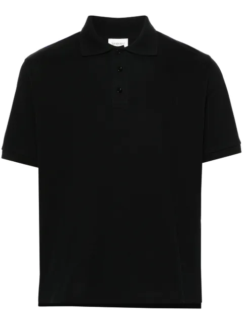 Saint Laurent Cassandre-embroidered piqué polo shirt Black 798944Y37HC
