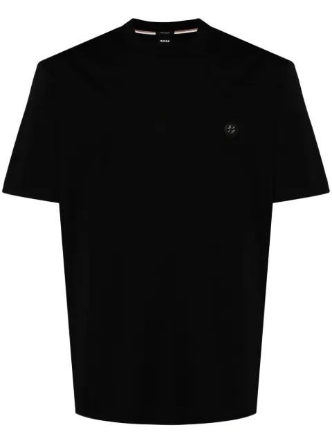 BOSS mercerised-cotton T-shirt with double B monogram Black 50520298