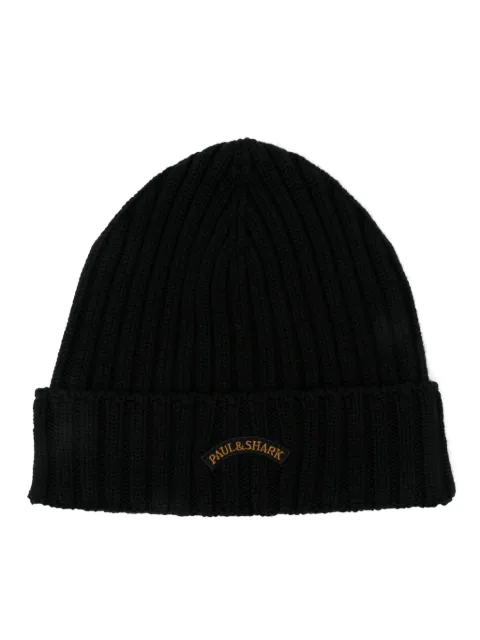 Paul & Shark logo-patch beanie Blue 14317150