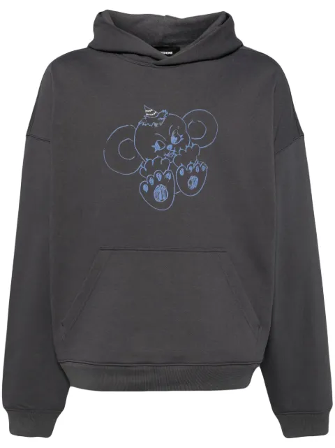 We11done monster-print cotton hoodie Blue WDTH224831UCHMM