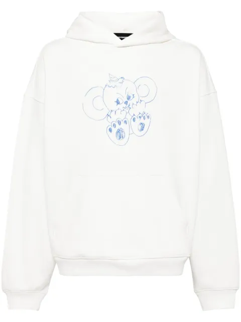 We11done monster-print cotton hoodie White WDTH224831UIVMM
