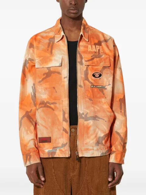 AAPE BY *A BATHING APE® Camo zip-up overshirt Orange ALJ7644XAM