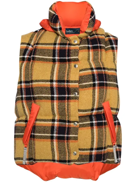 Kolor checked puffer gilet Orange 24WCLV02116