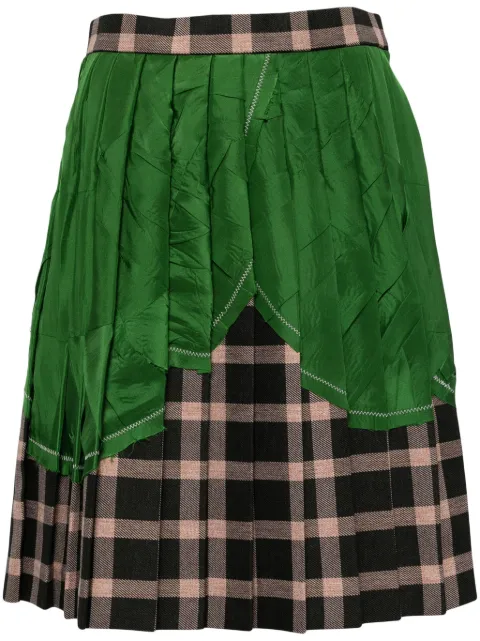 Kolor patchwork pleated mini skirt Green 24WCLS03115
