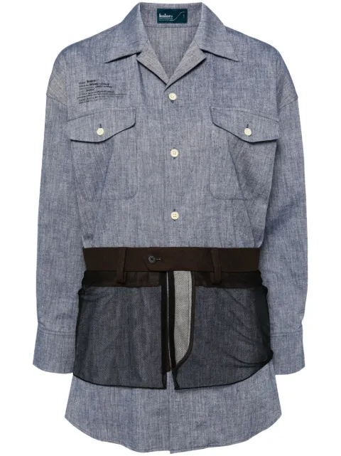 Kolor tulle-embellished chambray shirt Blue 24WCLB02119