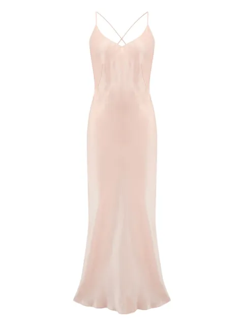 Fleur Of England silk slip dress Neutrals FLEURDUJOURBLUSHSILKSLIPDRESS