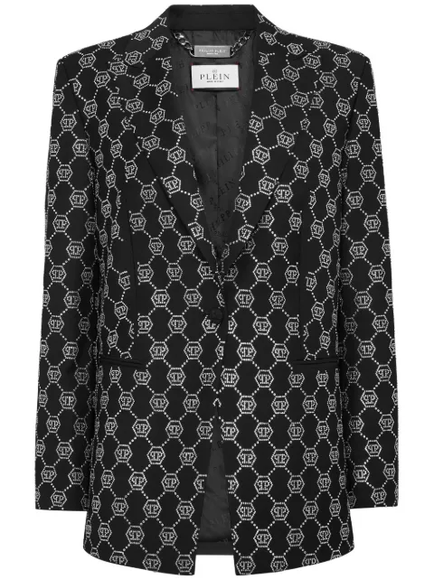 Philipp Plein monogram-embellished wool blazer Black AADCWRF0690PTE076N
