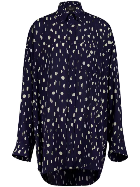Balenciaga painted pleated shirt Blue 773300TPL67