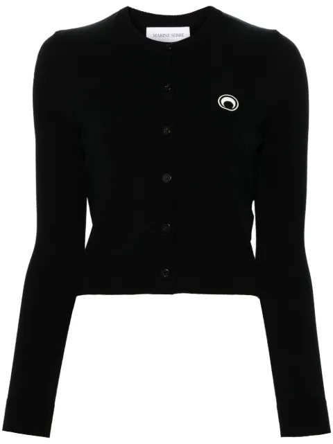 Marine Serre Moon logo knit fitted cardigan Black WTK011ACKNI0511BK99
