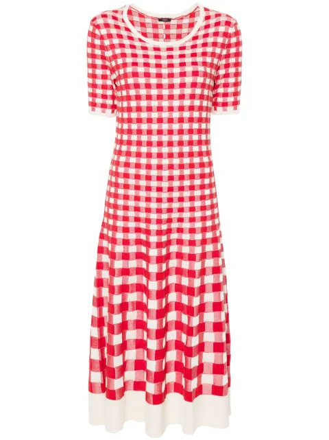 JOSEPH gingham-jacquard midi dress Red JF008288