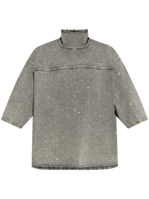 Fabiana Filippi rhinestone embroidered denim top Grey TPD214F403I0560000