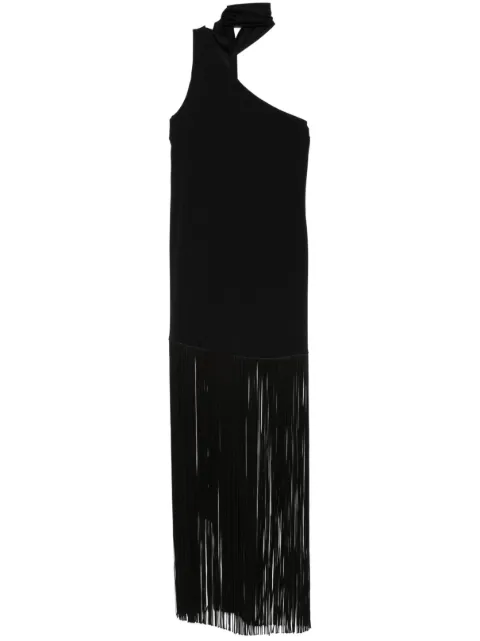 Taller Marmo asymmetric fringed dress Black TMPS2508133
