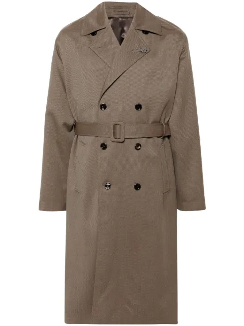 Lardini brooch-detail coat Brown IVADRIELIVAM63553
