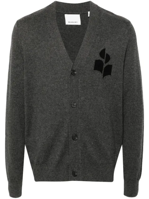 MARANT logo-intarsia cardigan Grey CA0077HAA1L04H