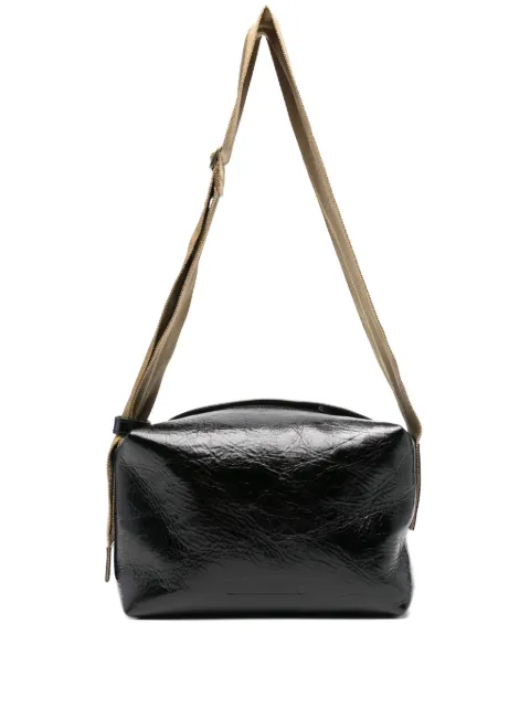 Uma Wang logo-debossed shoulder bag Black UB0034