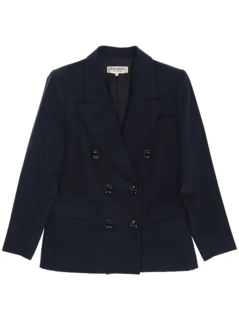 Saint Laurent Pre-Owned 1970s wool double-breasted blazer Blue SAI420KR