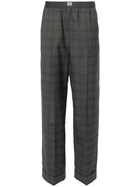 Miu Miu checked palazzo trousers Grey MP1702S23215PO