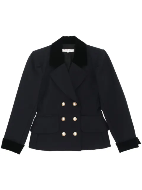 Saint Laurent Pre-Owned 1970s wool double-breasted jacket Blue SAI540KM