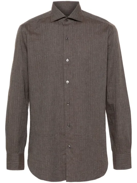 Barba herringbone-pattern shirt Brown K1U13P0144028U