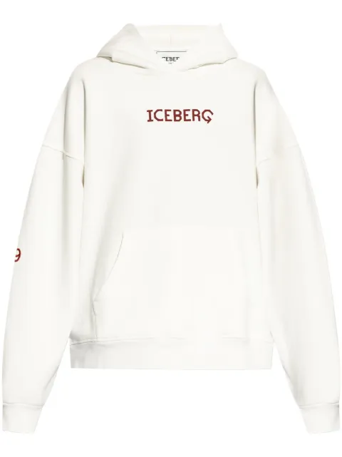 Iceberg logo-print cotton hoodie White E1206332