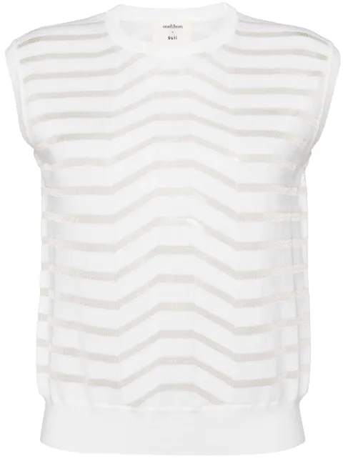 Onefifteen striped knitted vest White OF2412X