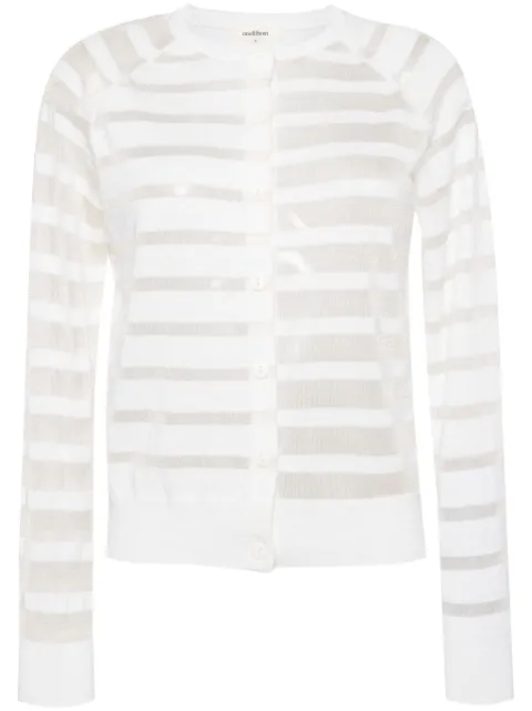 Onefifteen striped long-sleeve cardigan White OF2411X