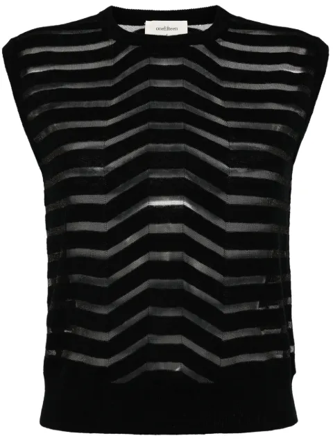 Onefifteen striped knitted vest Black OF2412X