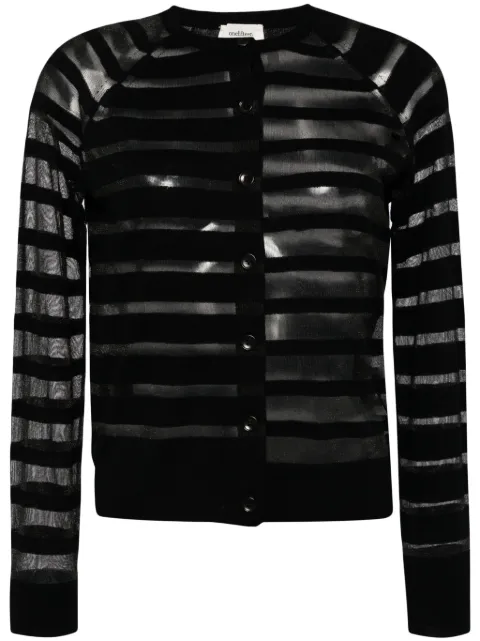 Onefifteen striped long-sleeve cardigan Black OF2411X