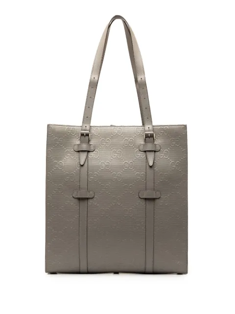 Gucci Pre-Owned 2016-2023 GG Embossed Leather Vertical tote bag Grey PNCEXY4J32EDZH5H