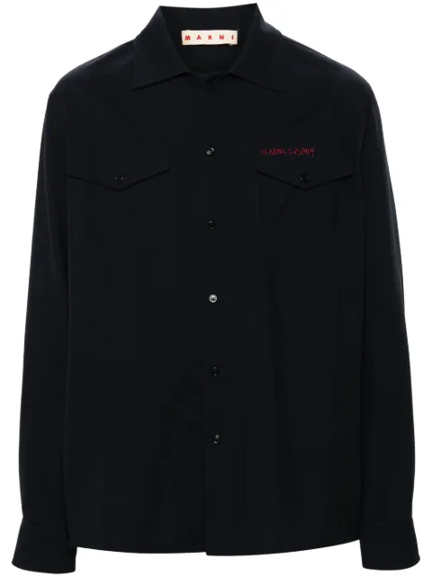 Marni logo-embroidered shirt Blue CUMU0310S0TW839