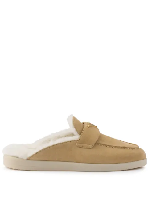 Prada suede and shearling slippers Neutrals 1D270NFZB253LPM