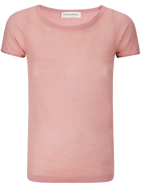 extreme cashmere Boat neck t-shirt Pink N360LOLA179