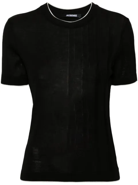 Jacquemus Le T-shirt Tricot knitted top Black 243KN8012065
