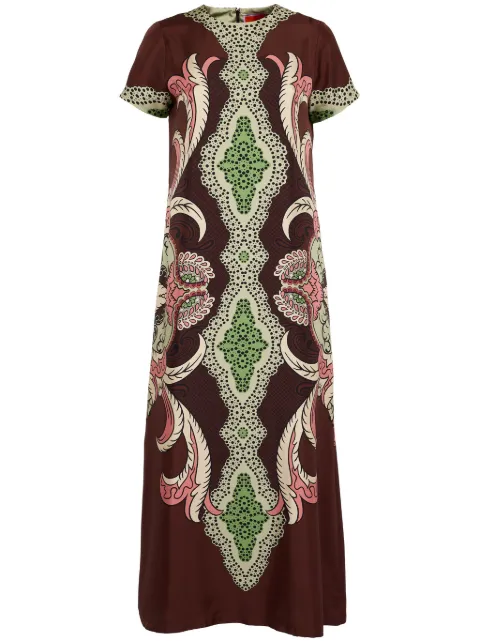 La DoubleJ Swing midi dress Brown DRE0128SIL006POR02BR11